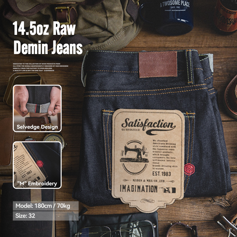 Embroidery On Jeans - Maden retro 14.5oz ourela jeans cru