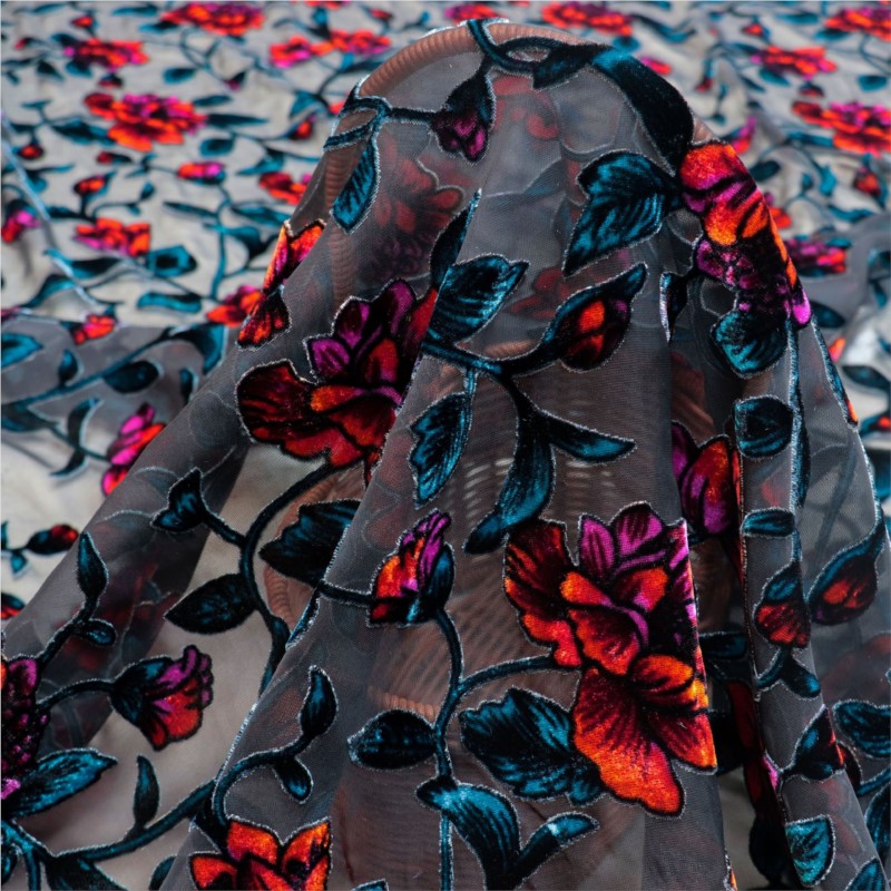 Velvet Fabric Embroidery - Tecido de veludo brocado viscose estampado