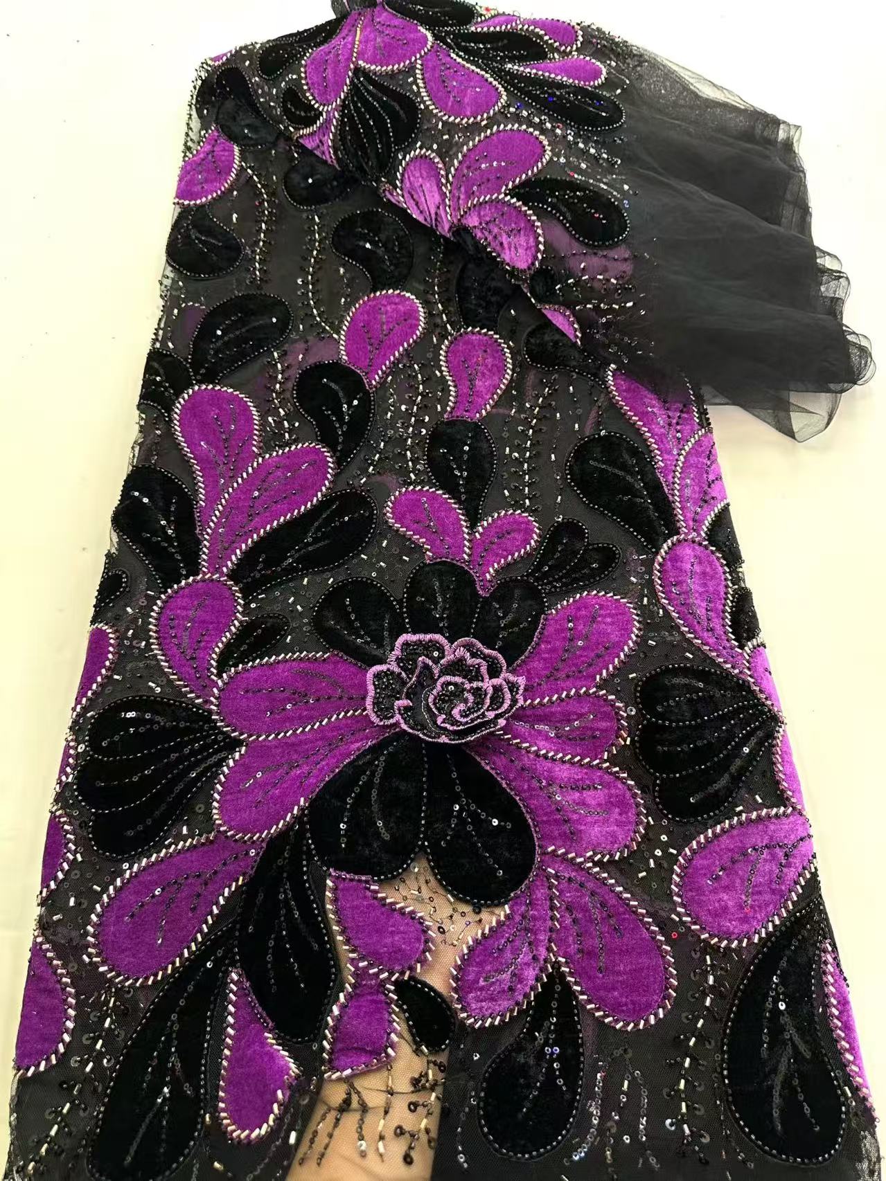 Velvet Fabric Embroidery - Última Coleção de Tecido de Renda