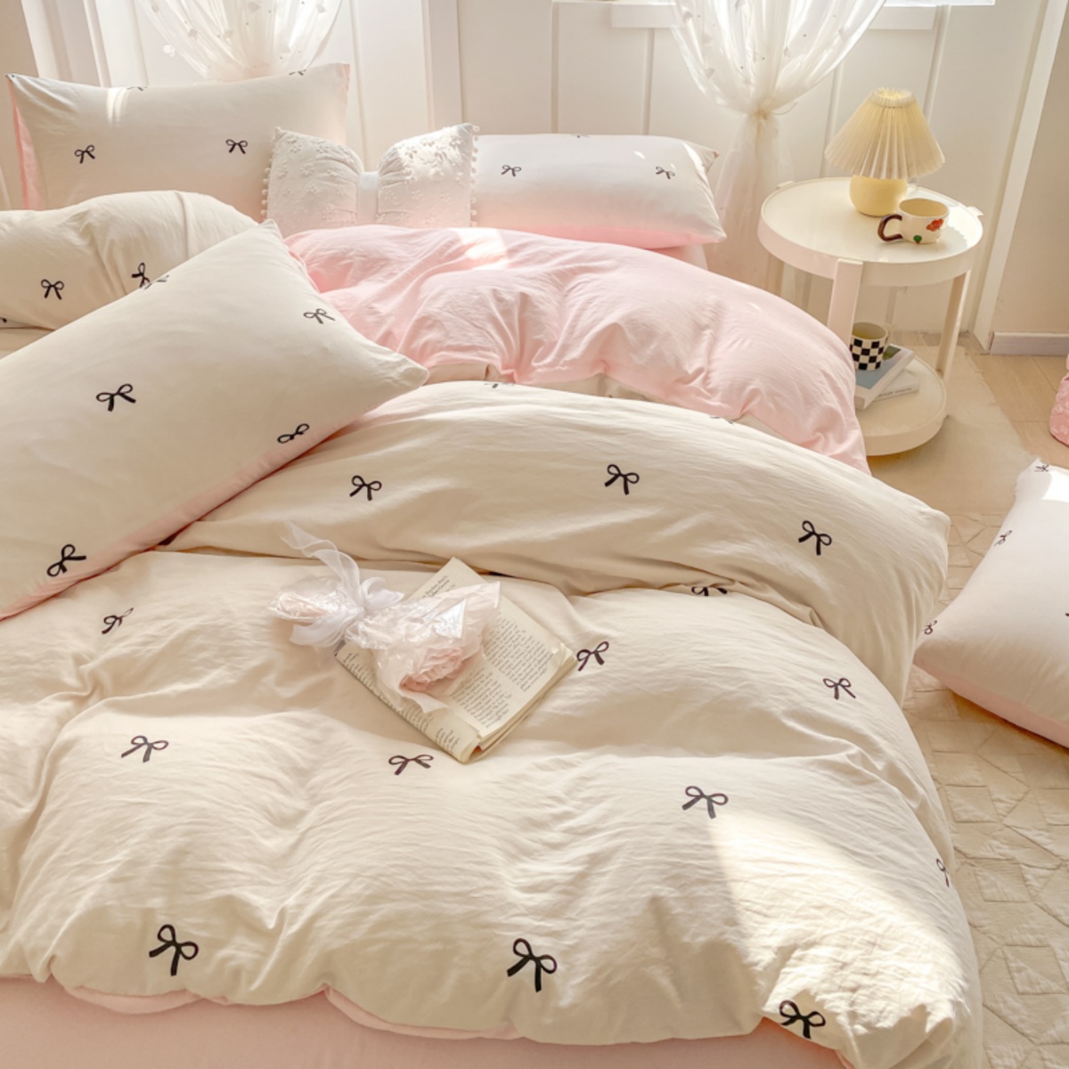 Embroidery Quilt Cover - Conjunto de lençóis de 3 peças,