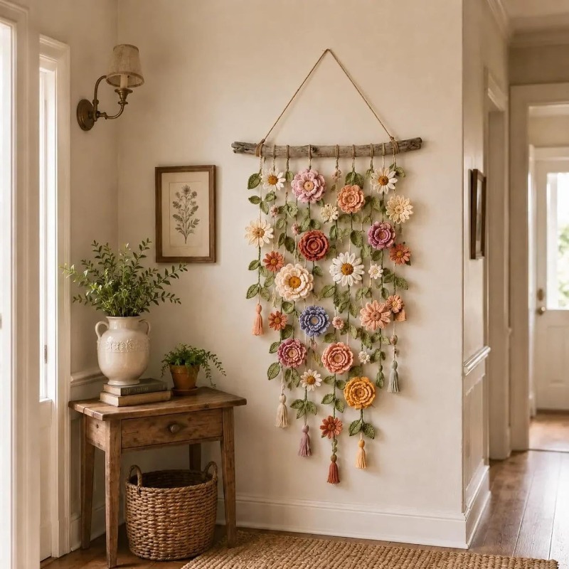 Linen Fabric Natural - Nova decoração suspensa de macramê com