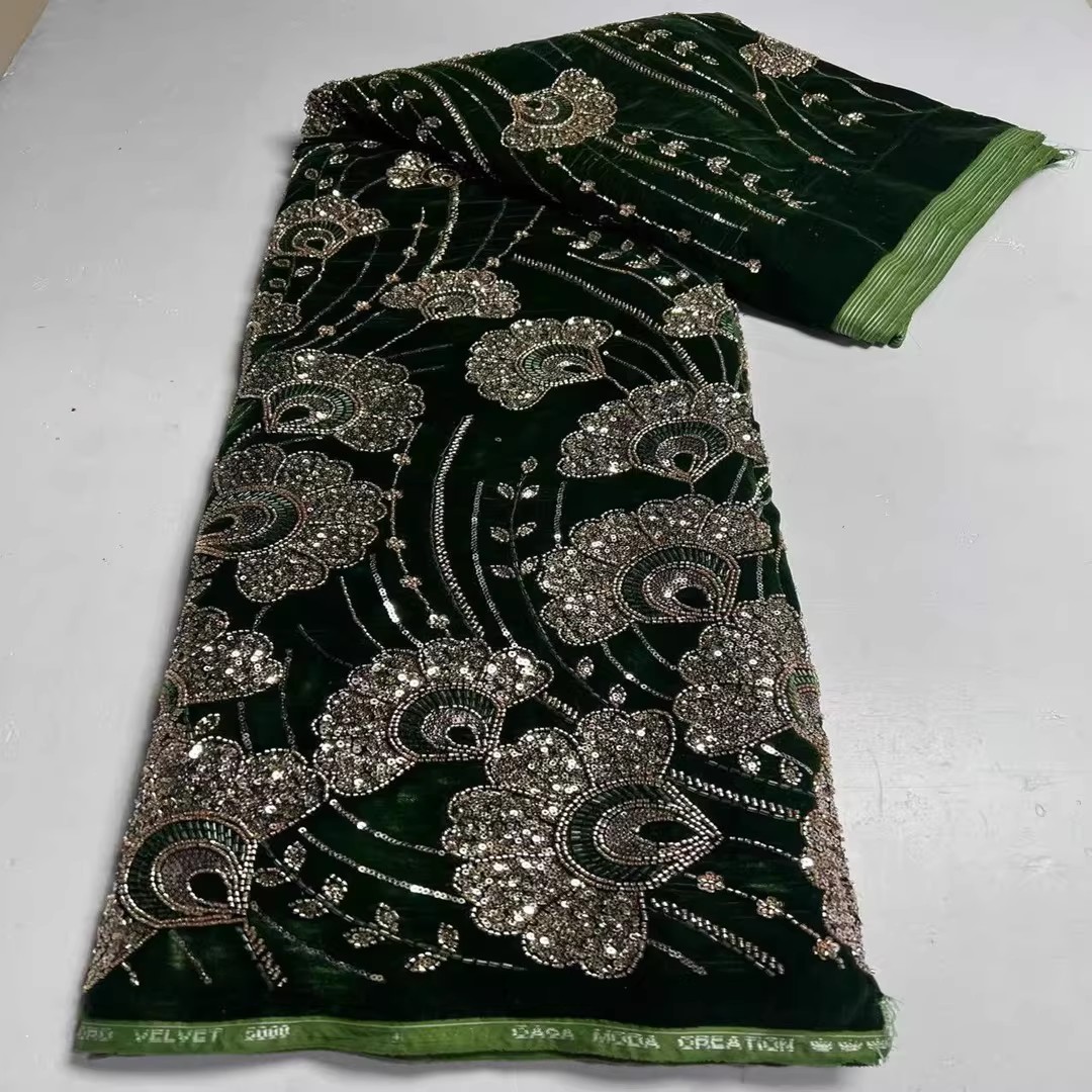 Velvet Fabric Embroidery - Tecido de veludo com lantejoulas e
