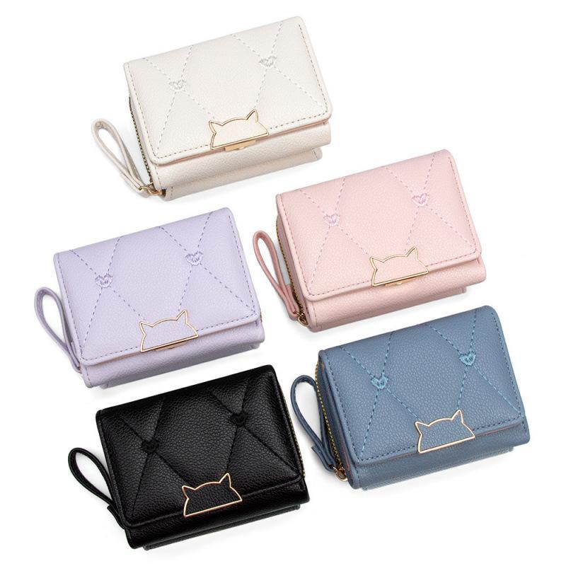 Embroidery Wallet - Carteira curta de couro PU com