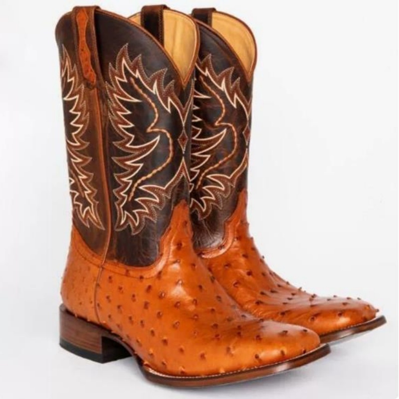 Embroidery Stitches - Botas Masculinas Altas com Bordado Retro,