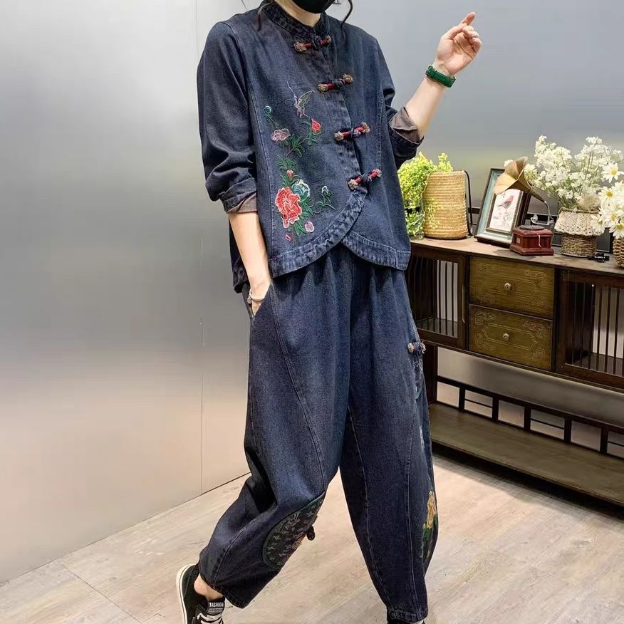 Botão vintage solto bordado fl - Embroidery On Jeans avaliação e preço