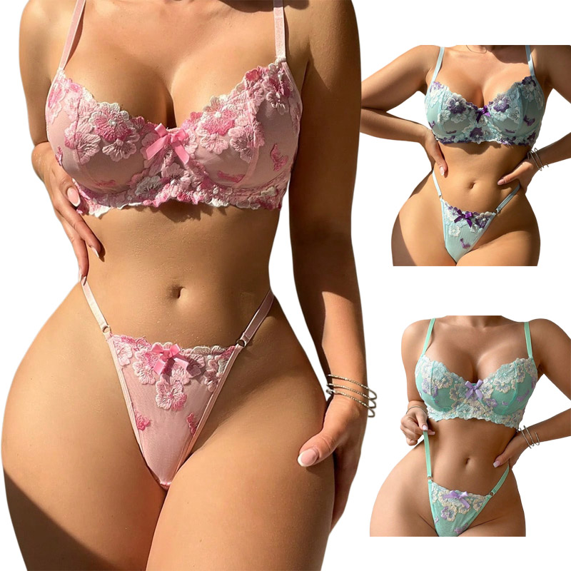 Conjunto de Lingerie Sexy com  - Embroidery Underwear avaliação e preço