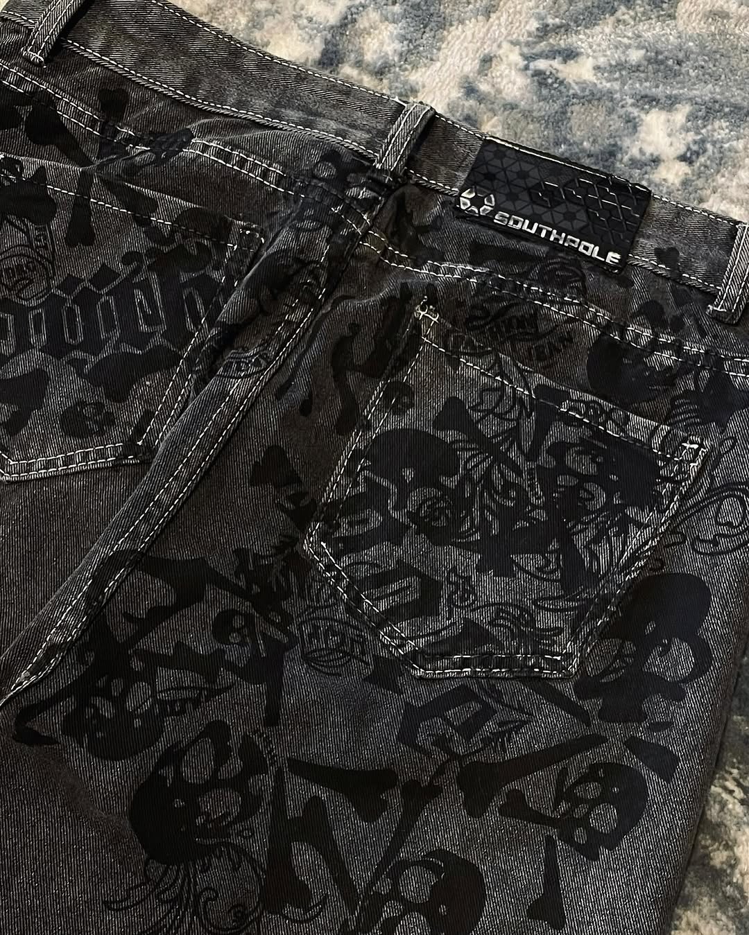 Y2k rua novo crânio bordado je - Embroidery On Jeans avaliação e preço