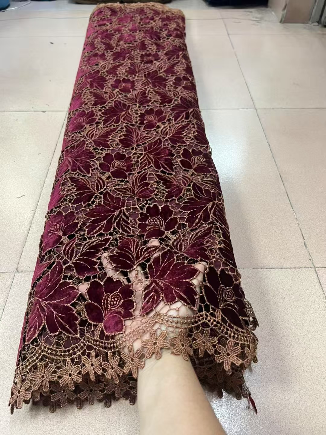 Tecido de renda de veludo afri - Velvet Fabric Embroidery avaliação e preço