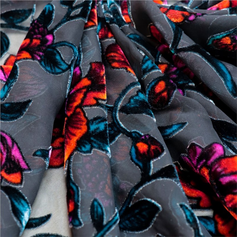 Tecido de veludo brocado visco - Velvet Fabric Embroidery avaliação e preço