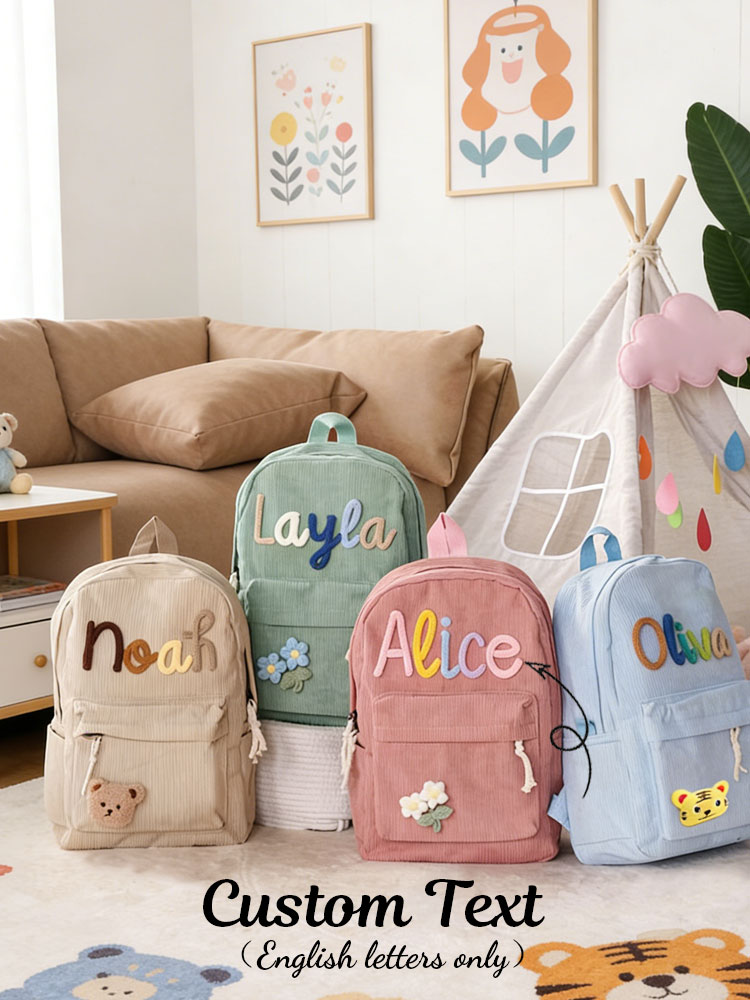 Mochila de Corduroy Personaliz - Embroidery Initials Designs avaliação e preço
