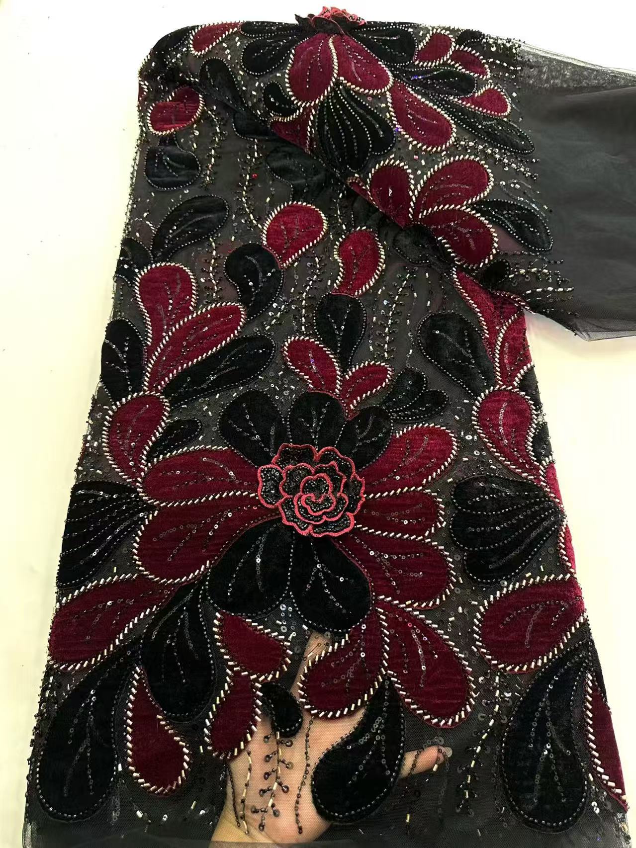 Última Coleção de Tecido de Re - Velvet Fabric Embroidery avaliação e preço