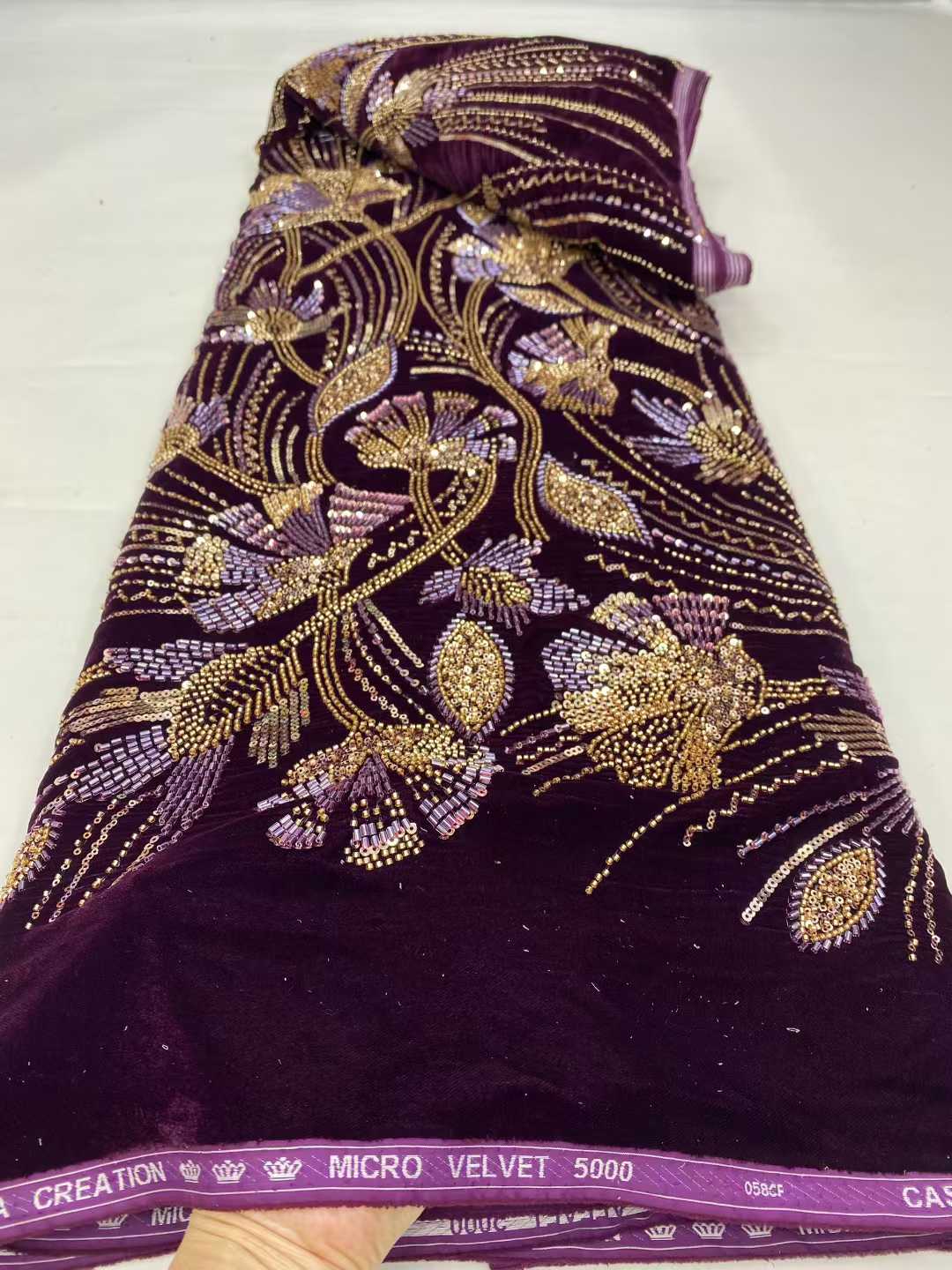 Novidade 2026: Tecidos de Rend - Velvet Fabric Embroidery avaliação e preço