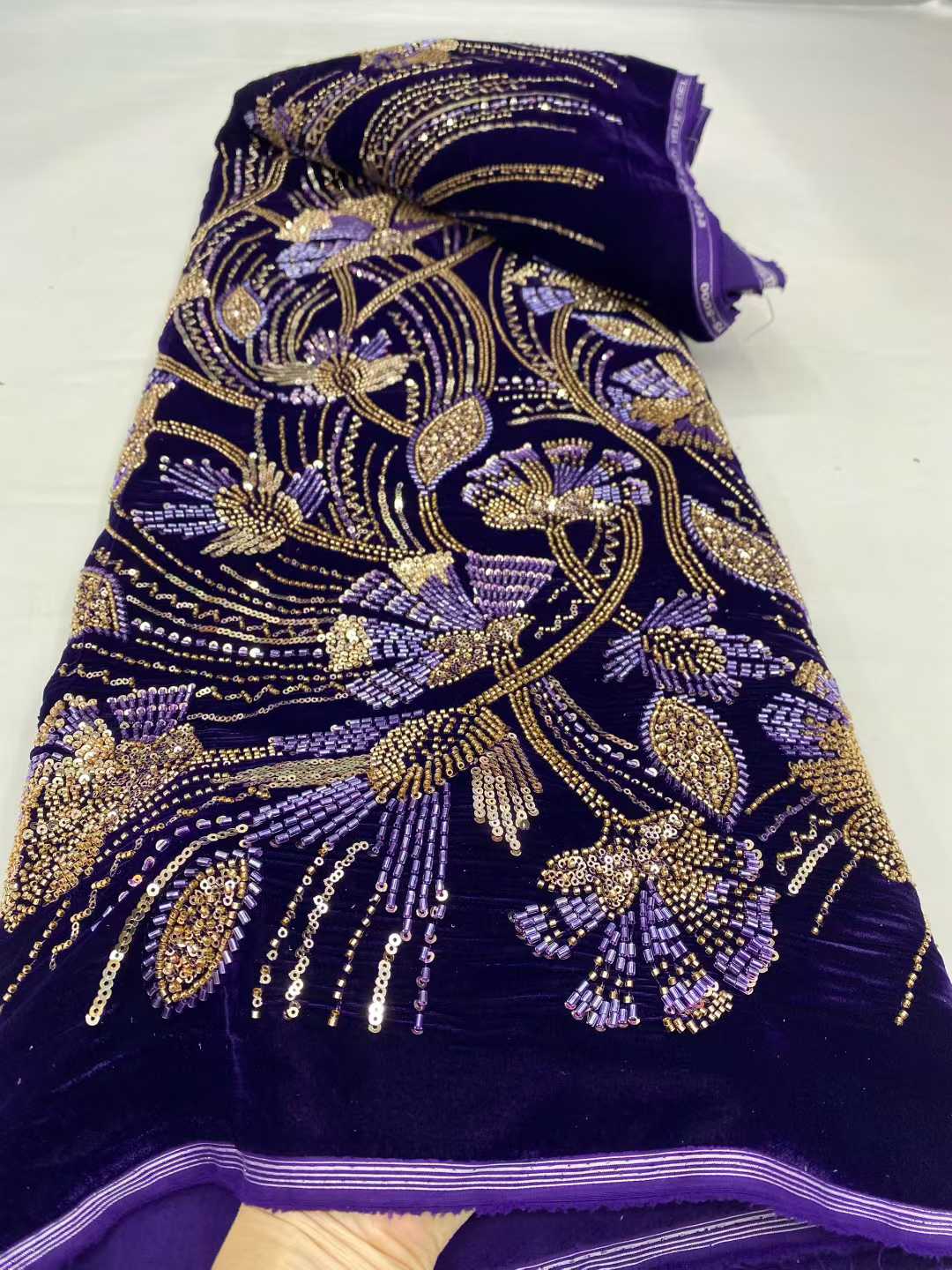 Novidade 2026: Tecidos de Rend - Velvet Fabric Embroidery avaliação e preço