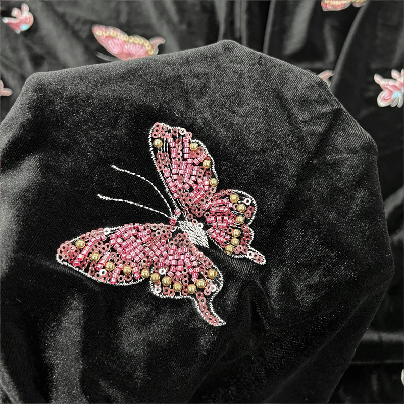 Tecido de veludo preto macio c - Velvet Fabric Embroidery avaliação e preço