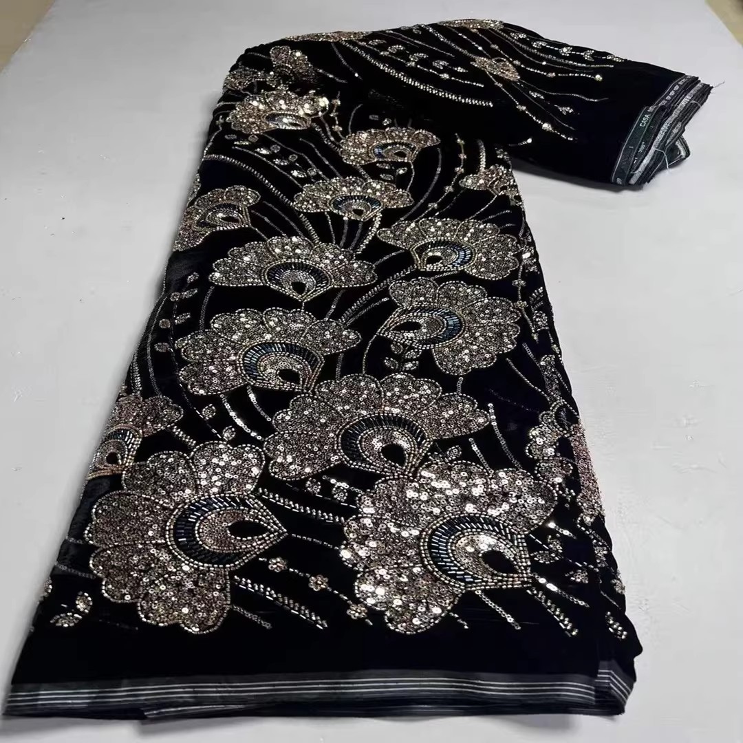 Tecido de veludo com lantejoul - Velvet Fabric Embroidery avaliação e preço