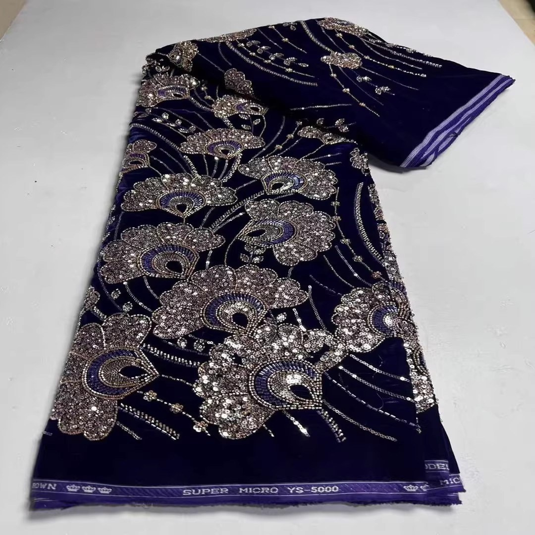 Tecido de veludo com lantejoul - Velvet Fabric Embroidery avaliação e preço