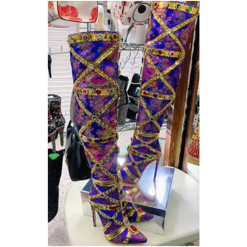 Botas de Cano Alto Multicolori - Embroidery Stitches avaliação e preço