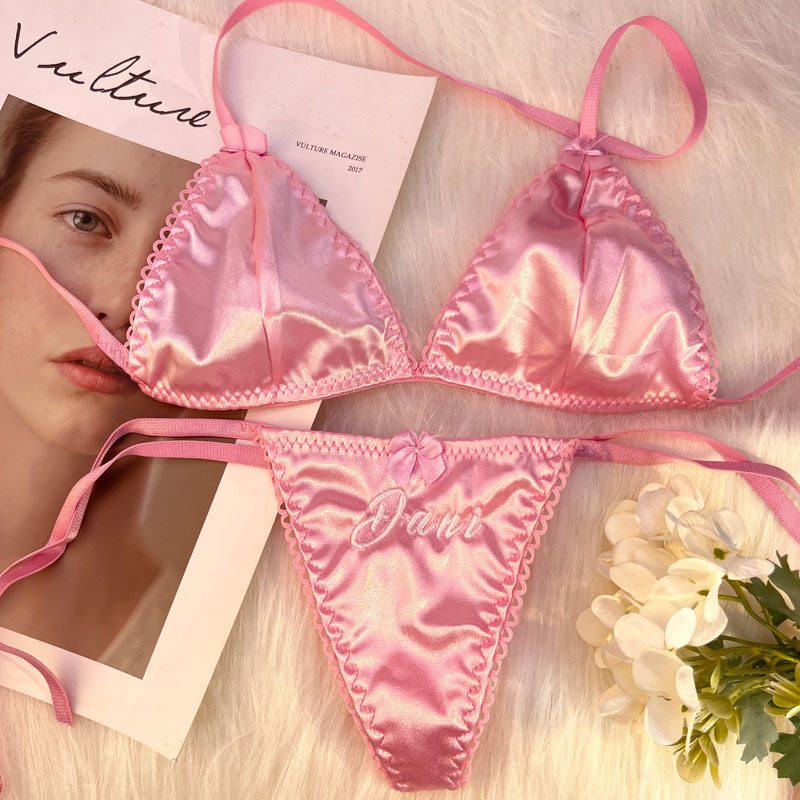 Conjunto de sutiã triangular e - Embroidery Underwear avaliação e preço