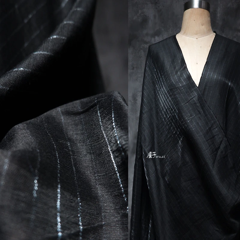Tecido listrado escuro de linh - Linen Fabric Natural avaliação e preço