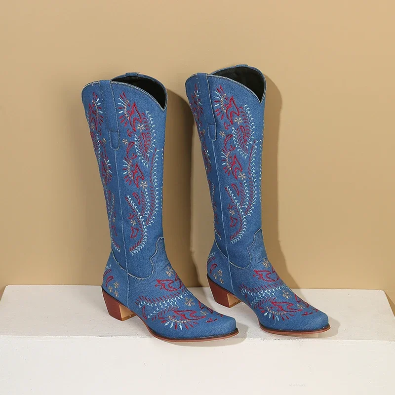 Azul denim ocidental cowgirl j - Embroidery On Jeans avaliação e preço